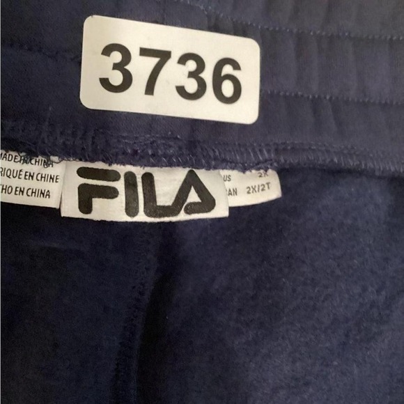 Fila Women's Valery Mid Rise Drawstring Velour Pants Blue Size 2X - Picture 2 of 6